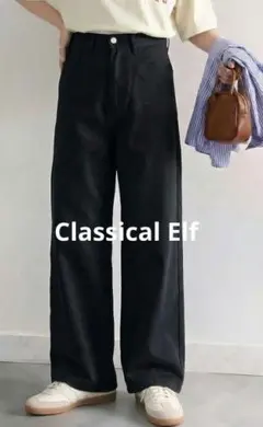 Classical Elf ハイウエスト ルーズ デニムパンツ ブラック L