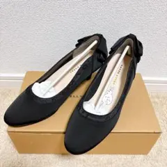 バックリボンレースコンビパンプス　ふわさら　JELLY BEANS 23.5