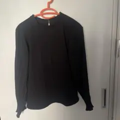 エニシス　黒いプリーツ長袖シャツ