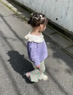 T.G.T.G フレアパンツ 100cm 緑とピンクのパターン