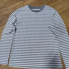 無印良品 グレー ボーダー 長袖Tシャツ Sサイズ