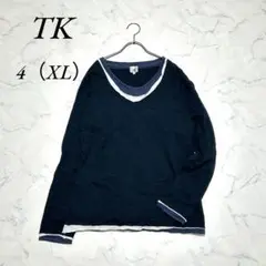 《TK》長袖針織衫/疊穿風格/自然風/加大尺碼/4(XL)