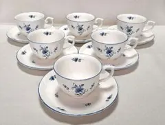 Noritakeクラフトーン青い花柄カップとソーサー （6客セット）廃盤品　希少