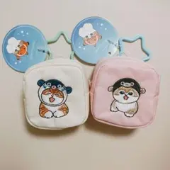mofusand カラビナつき 刺繍スクエアミニポーチ ☆2種セット