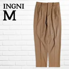 イング センタープレスタックテーパードパンツ 無地 後ろゴム入り M ブラウン