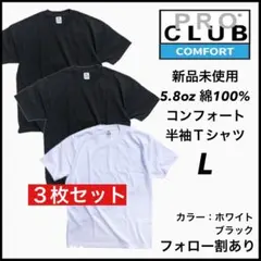 新品未使用 プロクラブ 5.8oz コンフォート 無地半袖Tシャツ 黒白3枚 L