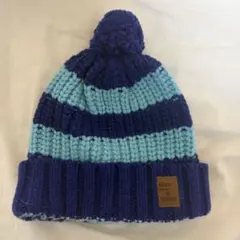 青と水色のストライプニット帽 ビーニー