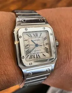 カルティエ　サントスガルベLM 　コマ　16mm 中古)CARTIER カルティエ サントス ガルベ LM W20040D6（商品ID