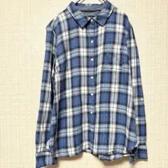 トミーヒルフィガー チェックシャツ レギュラーカラー 長袖 M 青白のサムネイル