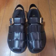 ZARA　グルカサンダル　ブラック　黒　ゴールド　36