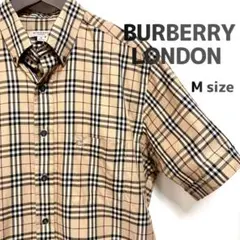 BURBERRY LONDON ノバチェック 半袖シャツ M ベージュホースロゴ