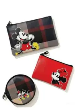 ミッキー＆ミニーデザイン便利なポーチ3点セット（sweet付録です）