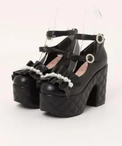 YOSUKE ヨースケ 厚底ストラップパンプス ブラック LLサイズ/25cm