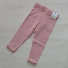 ★新品★女の子 レギンス パンツ 裾レース フリル 無地 80 85 ピンクのサムネイル