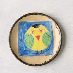 カラフルな鳥のイラスト皿