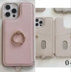 新品iPhone11pro用ケース 手帳型 リング付き ピンクのサムネイル