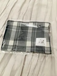 スヌーピー チェック柄ポーチ 約180×120mm