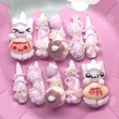 地雷系 量産型 姫系 ハンドメイド ネイルチップ 平成女児