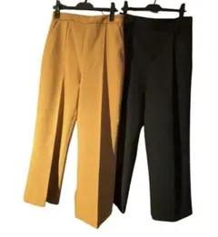 【ZARA】マスタード &ブラック ワイドパンツ 2点セット