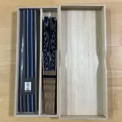 小倉織　縞縞　扇子セット　シェル型のサムネイル