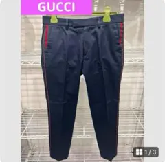 美品　GUCCIシェリーライン　チノパン　ネイビー48 美品 GUCCIシェリーライン チノパン ネイビー48