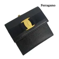 ✨未使用展示品✨ Ferragamo ミニ財布　リザード　ヴァラリボン　ガマ口 ✨未使用展示品・箱付き✨ Ferragamo ミニ財布 ヴァラリボン リザード