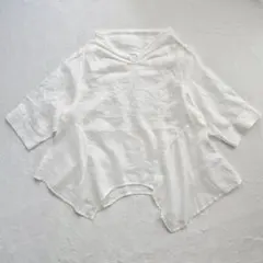 美品 M2 センソユニコ アシンメトリー 異素材切替 長袖シャツ チェック 