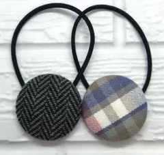 【294】ハンドメイド38mm くるみボタン　ヘアゴム