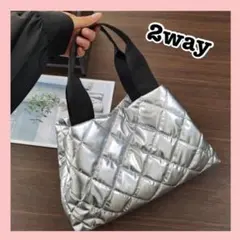 韓国 ハンドバッグ トートバッグ シルバー キルティング マザーズバッグ 海外