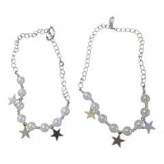 パールと星型チャームのネックレス2点セット