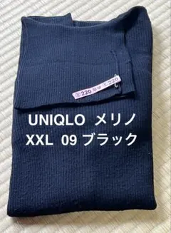 c_09ブラック XXL★ユニクロ メリノリブタートルネック 美品
