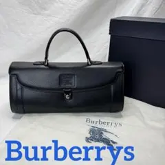 美品　BURBERRY レザー ミニボストンバッグ ブラック シルバー金具
