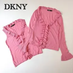 DKNY ダナキャランニューヨーク フリルニットカーディガン ノースリーブニットのサムネイル