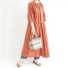 最終値下げ！美品 タグ付 サマンサモスモス コットン リネン 前開き ワンピ