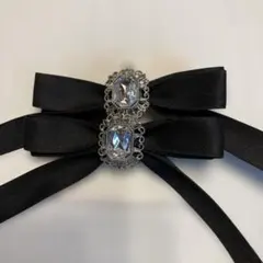 ブラックリボンヘアピン2個セット