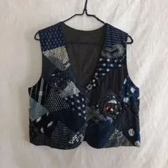 古布　パッチワーク　ベスト　絣　唐草模様　バラ模様　藍染　和布 2025年最新】藍染 古布パッチワークの人気アイテム - メルカリ