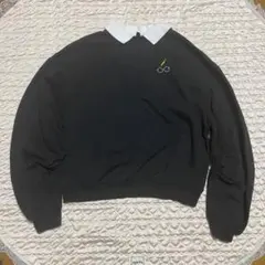 H&M ハリーポッターコラボ　襟付き黒スウェット メガネ刺繍