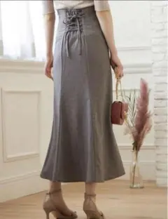 GRL チェック柄バックレースアップハイウエストマーメイドスカート