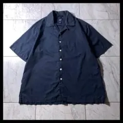 00s OLD GAP オープンカラー 短丈シャツ ネイビー ボックスシルエット