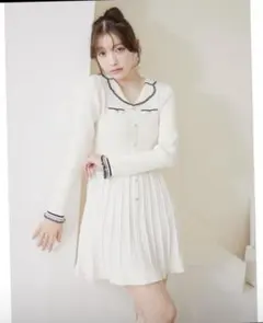 リリアンカラット　バイカラーニットミニワンピース