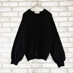 grove グローブ　リブニット　Vネック　黒　M 秋冬　シンプル