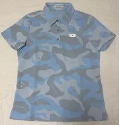美品■MARK&LONA■ゴルフ ポロシャツ L ブルー グレー ラメ 半袖のサムネイル