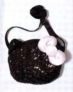 USJ キティ　スパンコール　ショルダーポーチ　黒