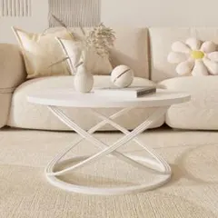 ホワイト円形センターテーブル