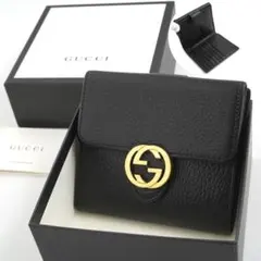 ✨Sランク・箱付き✨ GUCCI ミニ財布 バンブー 竹 二つ折り ブラック 