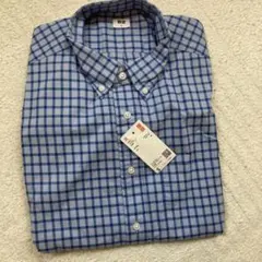 ユニクロ　メンズ　エクストラファインコットン　ブロードシャツ　チェック　長袖　S