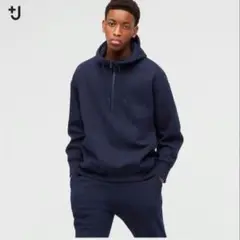 【美品】UNIQLO +J ドライスウェットハーフジップパーカ（長袖）黒 М