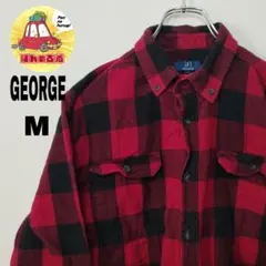 usa古着 GEORGE ネルシャツ　M レッド　ブラック　チェック　ネルシャツ