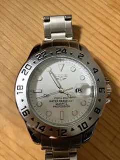 【LIGE】メンズ防水クォーツ腕時計 シルバー【美品】