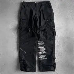 00s archive ギミックカーゴパンツ フレア 多ポケット 黒 グランジ 00s archive ギミックカーゴパンツ フレア 多ポケット 黒 グランジ